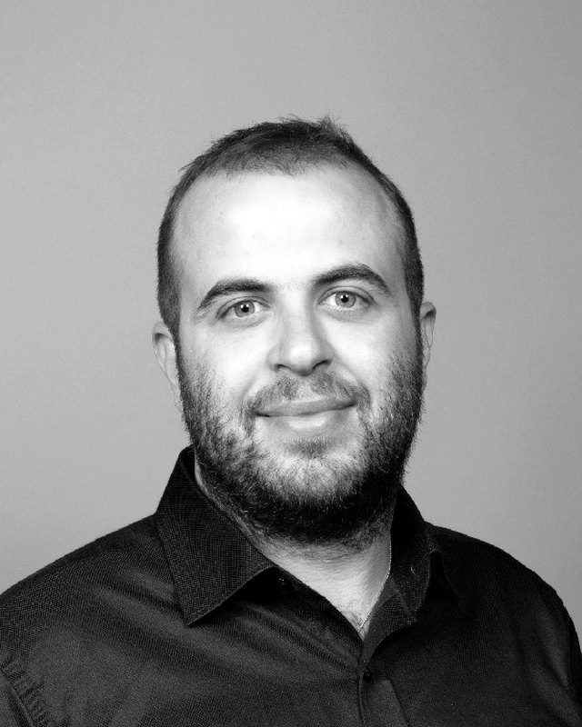 Black and white portrait of Marios Prifti